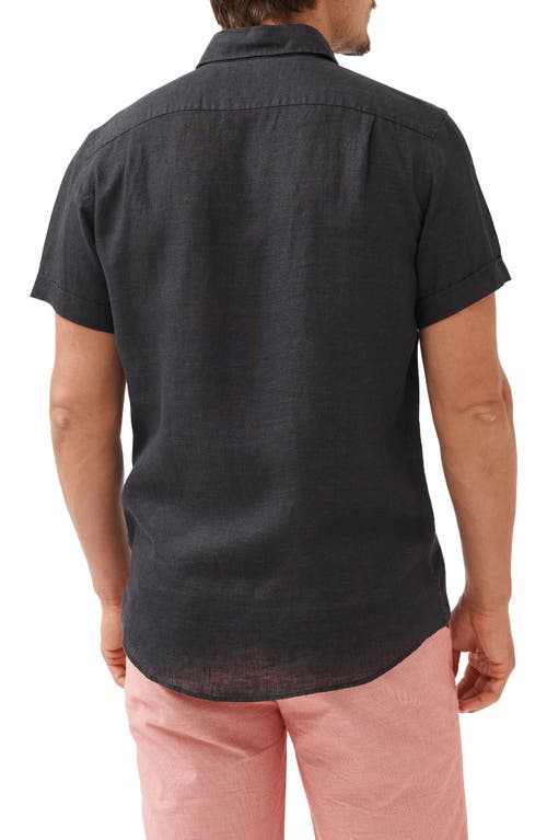 Rodd & Gunn Palm Beach Sports Fit Short Sleeve Linen Button-up Shirt In Black