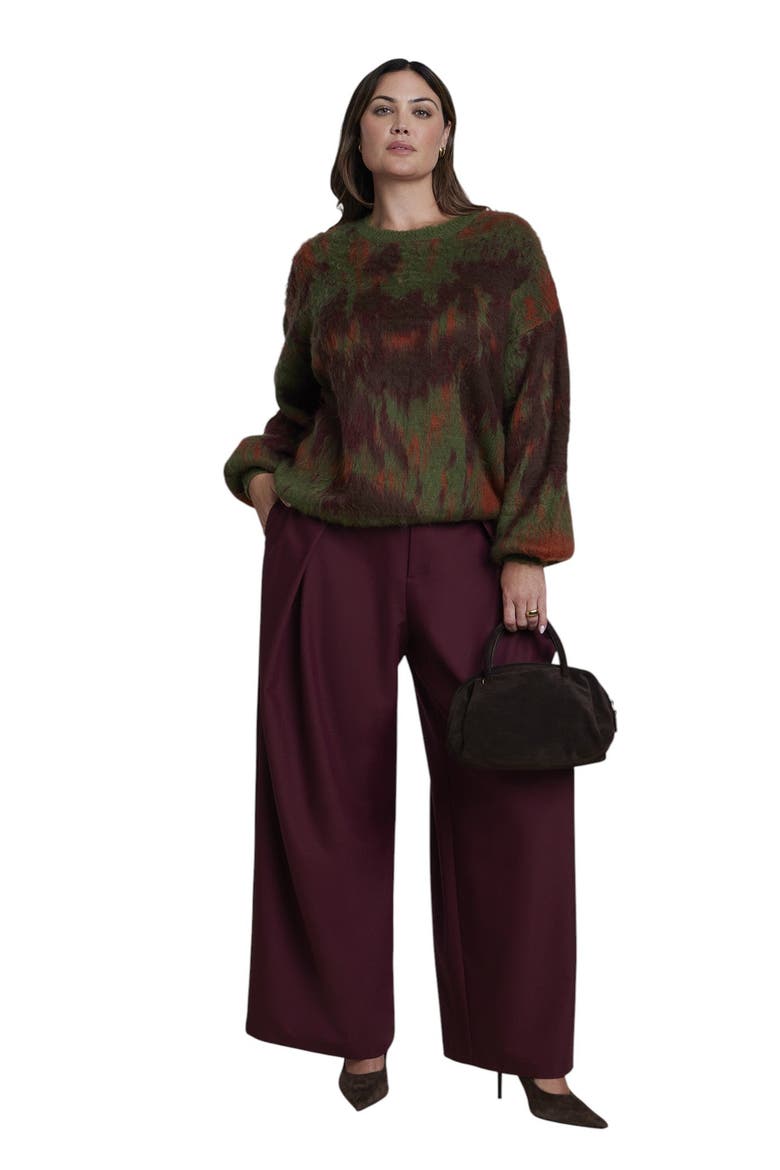 Brushed Intarsia Sweater (plus), Alternate, color, FUZZY FLOWER