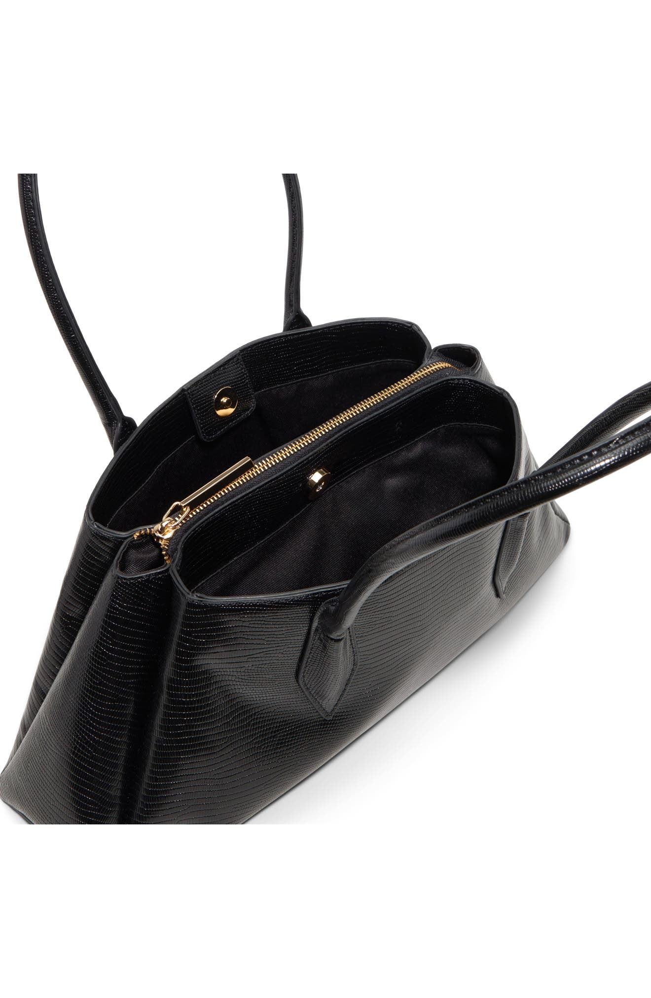 Avanieex Lizard Embossed Faux Leather Shoulder Bag, Alternate, color, BLACK
