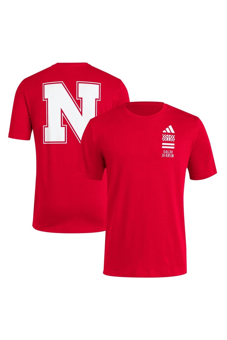 Men's adidas Scarlet Nebraska Huskers Reverse Retro Baseball 2 Hit T-Shirt, Main, color, Scarlet