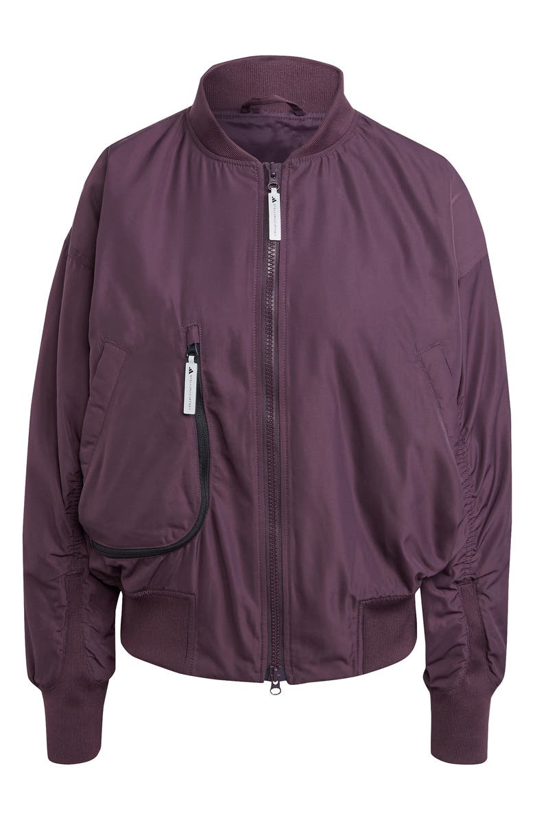 adidas by Stella McCartney Ruched Bomber Jacket, Alternate, color, Purple