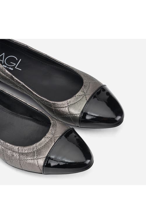 Agl Attilio Giusti Leombruni Agl Naomi Quilted Cap Toe Ballet Flat In Nero-pietra