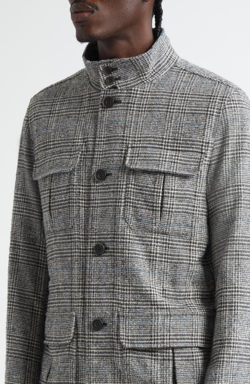 Herno Prince Of Wales Wool-blend Field Jacket In Gray
