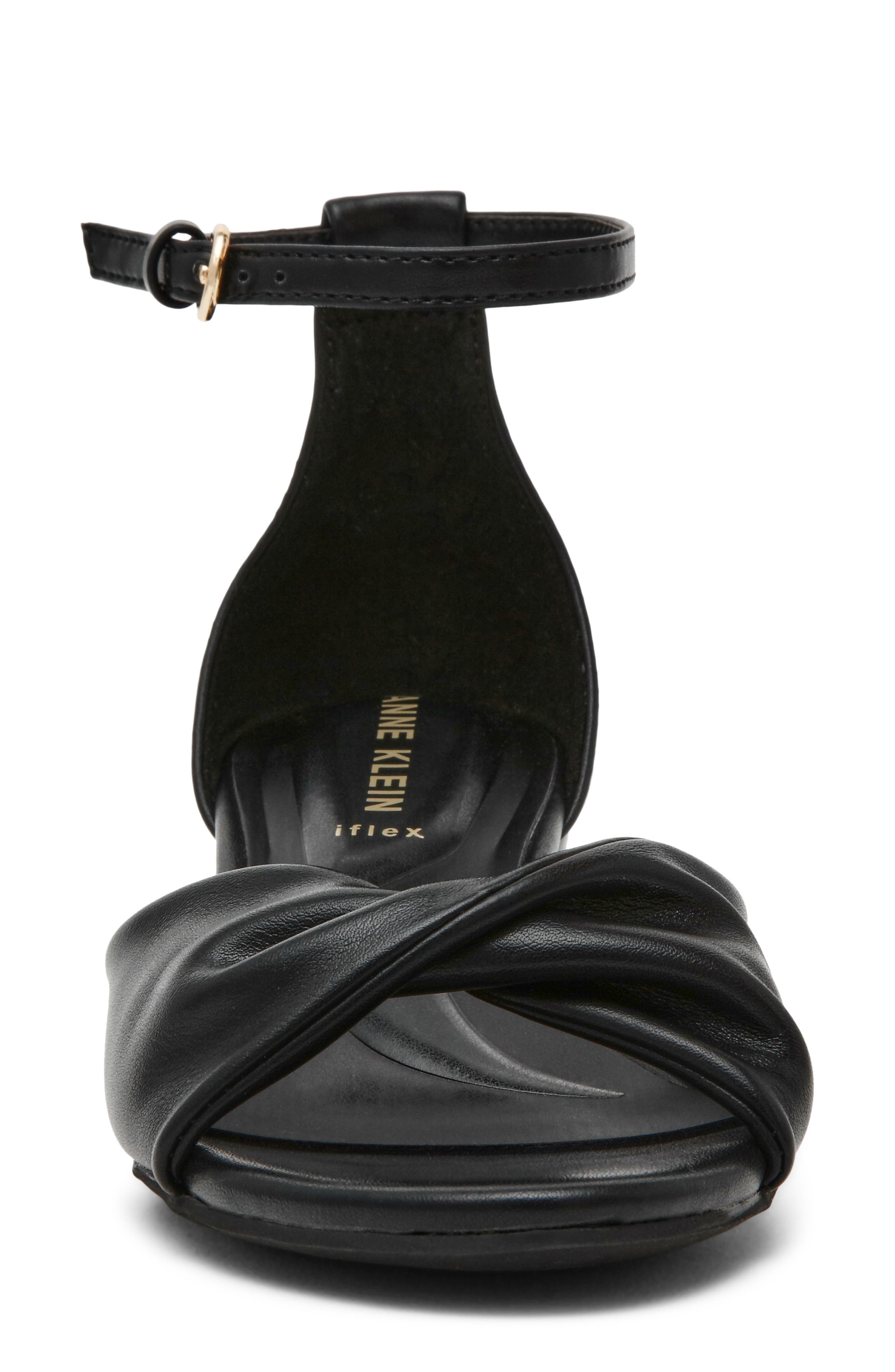 Anne Klein Whitby Ankle Strap Slide Sandal, Alternate, color, Black Smooth