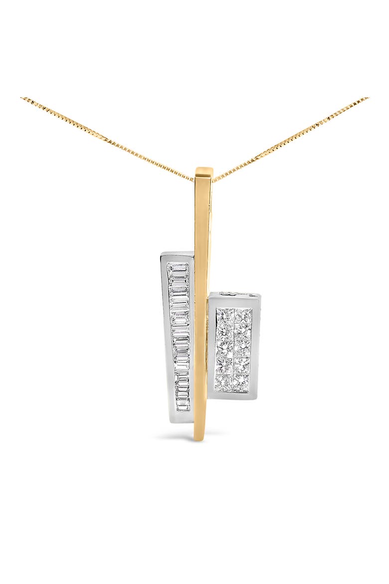 18K Yellow and White Gold 1 7/8 Cttw Diamond Key Shaped 18" Pendant Necklace, Main, color, Yellow