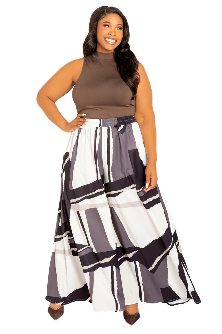 Geometric Print High Waist Palazzo Pants, Alternate, color, BEIGE MULTI