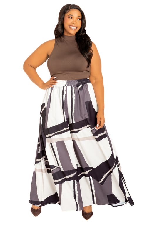 Shop Buxom Couture Geometric Print High Waist Palazzo Pants In Beige Multi