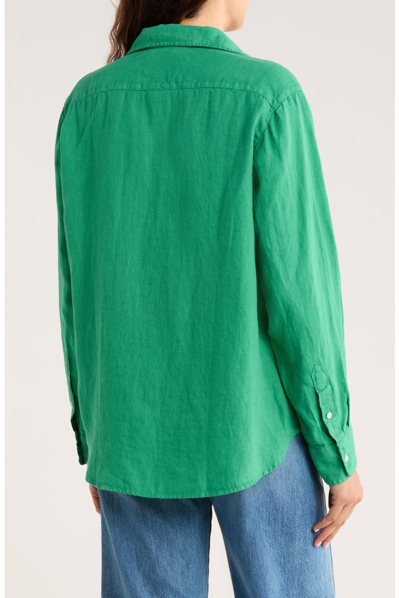 Relaxed Linen Button-Up Shirt, Alternate, color, KELLY GREE
