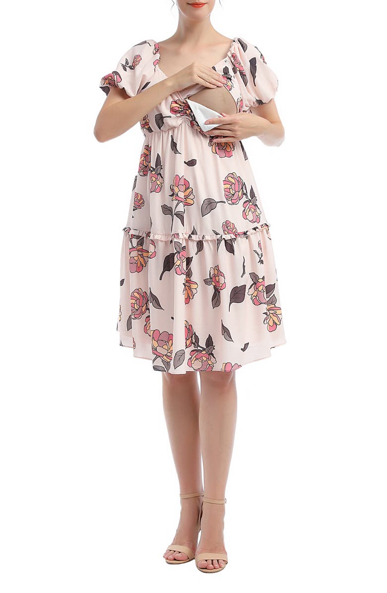 Kimi and Kai Anouk Floral A-Line Maternity/Nursing Dress, Alternate, color, 