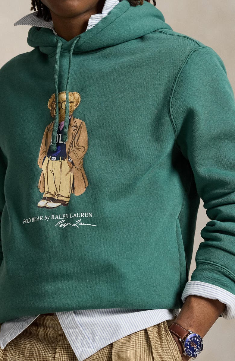 Polo Ralph Lauren Polo Bear Fleece Graphic Hoodie, Alternate, color, Pf25 Washed Forest Hrtg Bear