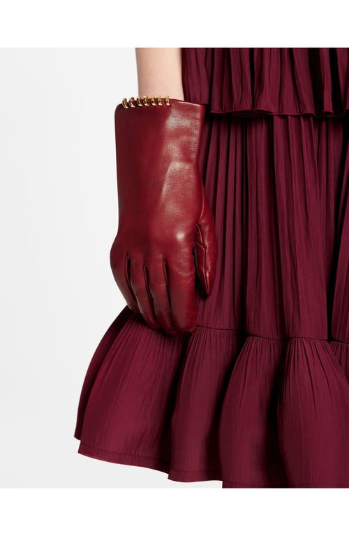 Shop Lanvin Melodie By Leather Gloves In Burgundy