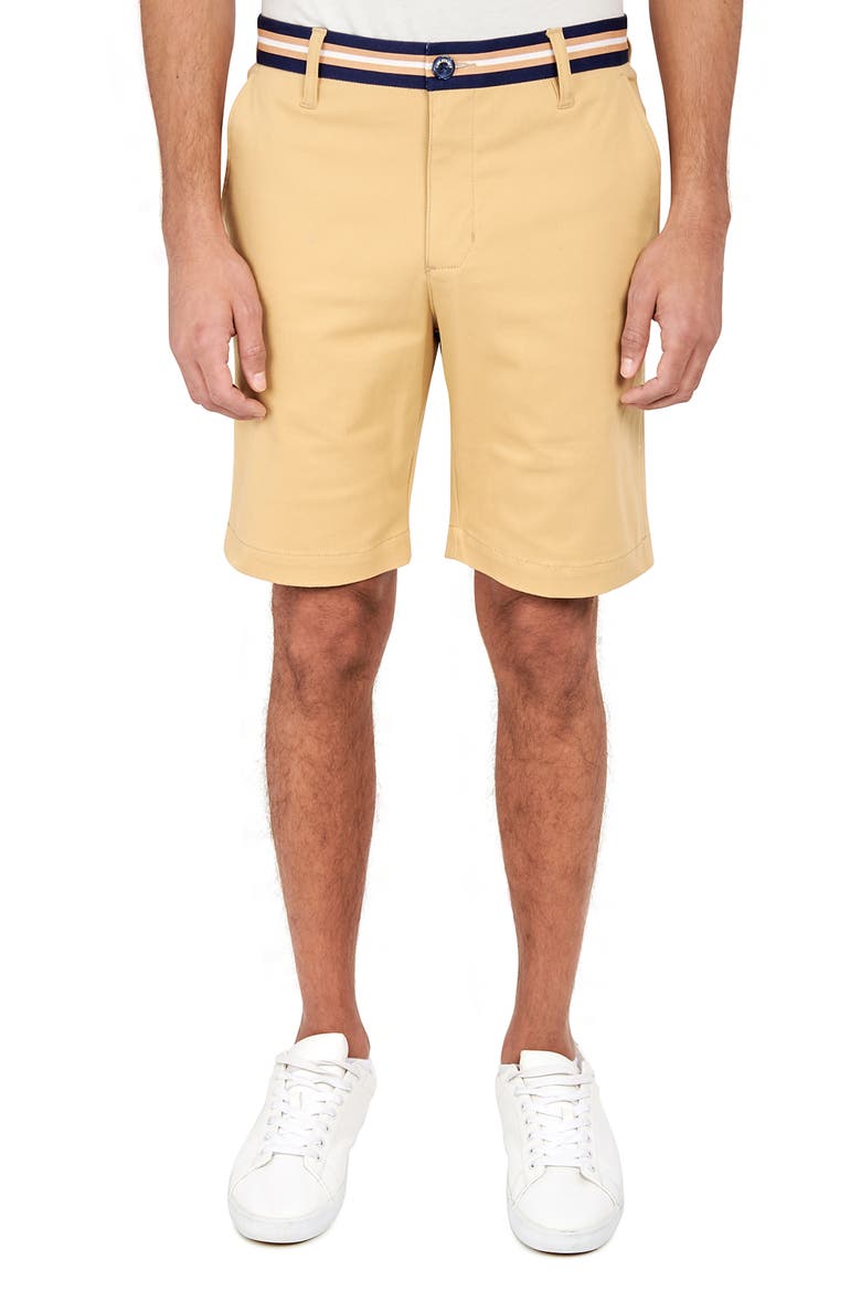 Slim Fit Solid Cotton Stretch Shorts, Main, color, TAN