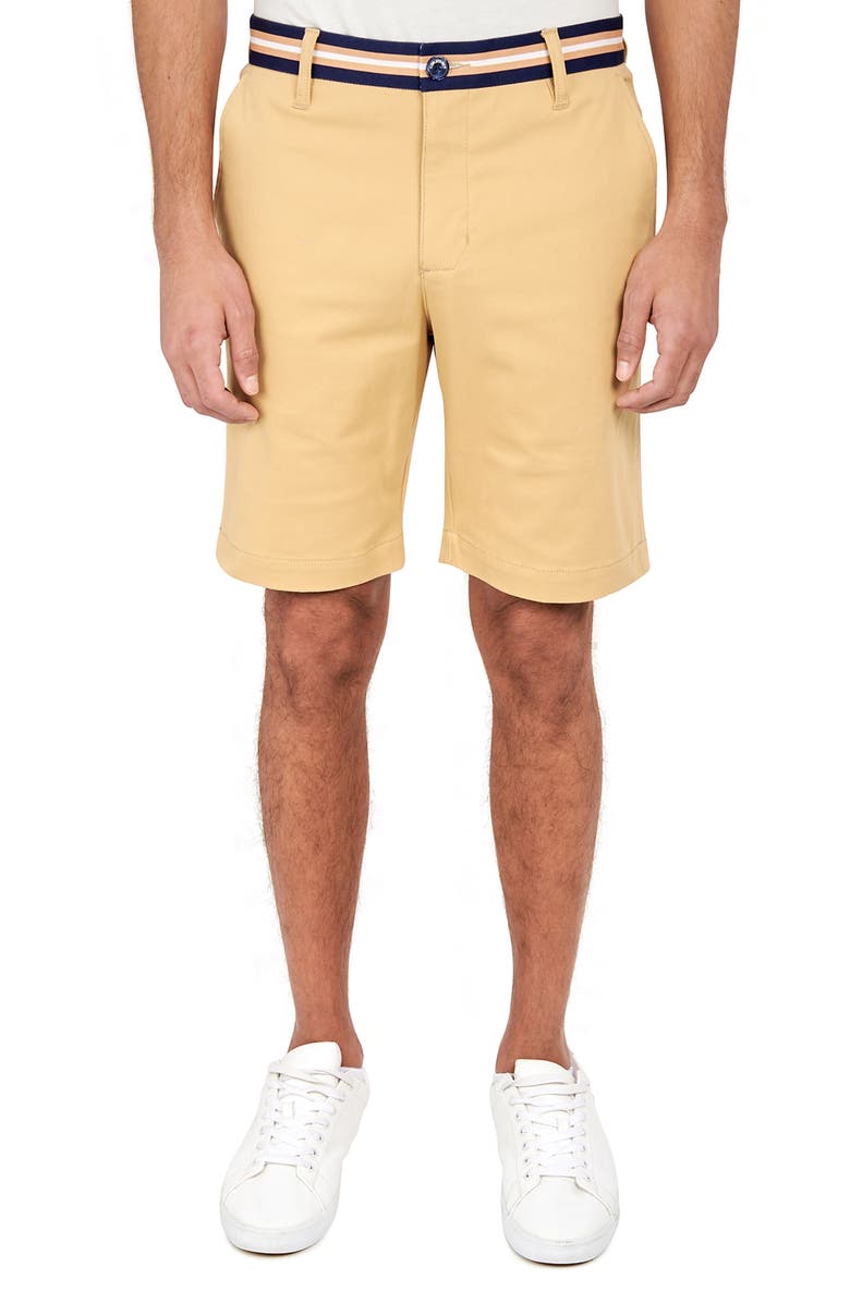 CONSTRUCT Slim Fit Solid Cotton Stretch Shorts, Main, color, Tan