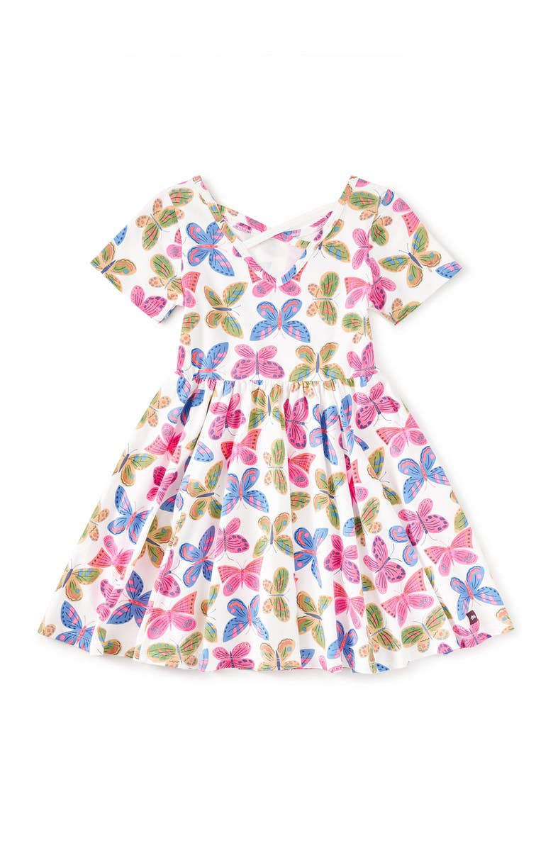 Tea Collection Short Sleeve Ballet Dress, Alternate, color, Flutter Fiesta