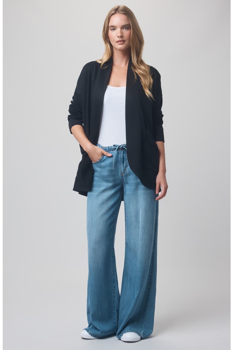 x @cellajaneblog Interlock Open Front Cardigan, Alternate, color, BLACK