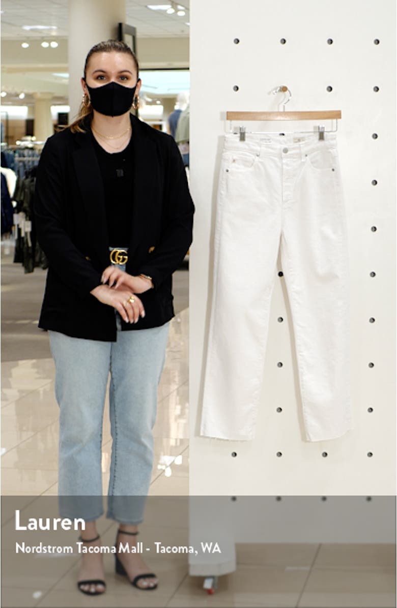 Alexxis High Waist Raw Hem Ankle Straight Leg Jeans, sales video thumbnail