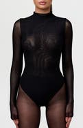 Naked Wardrobe Sheer Stretch Mesh Bodysuit