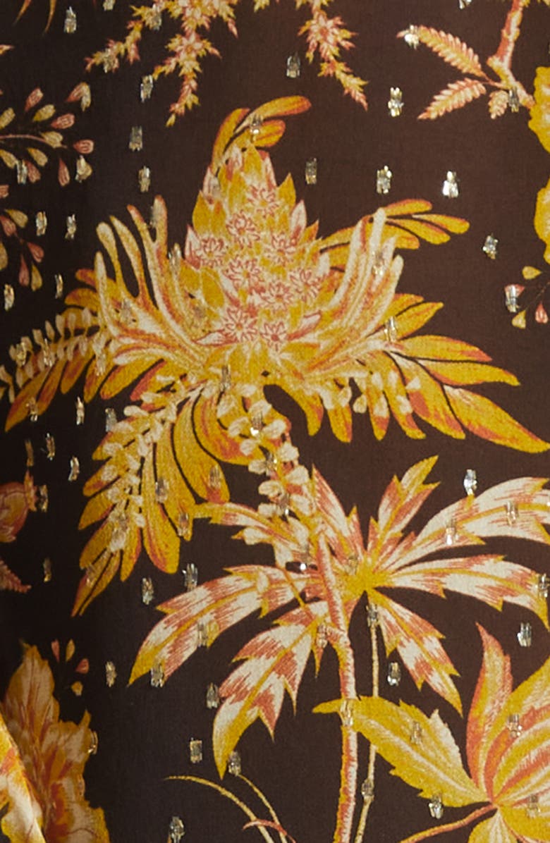 Ulla Johnson Helaine Botanical Print Metallic Flutter Sleeve Silk Blend Top, Alternate, color, Forsythia