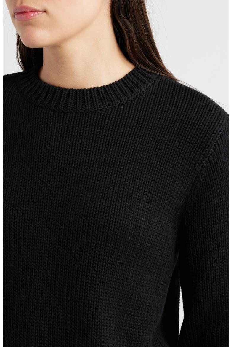 Solid Relaxed Cotton Sweater, Alternate, color, JET BLACK