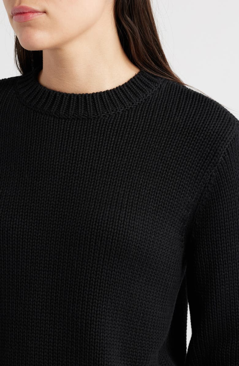 Madewell Solid Relaxed Cotton Sweater, Alternate, color, Jet Black