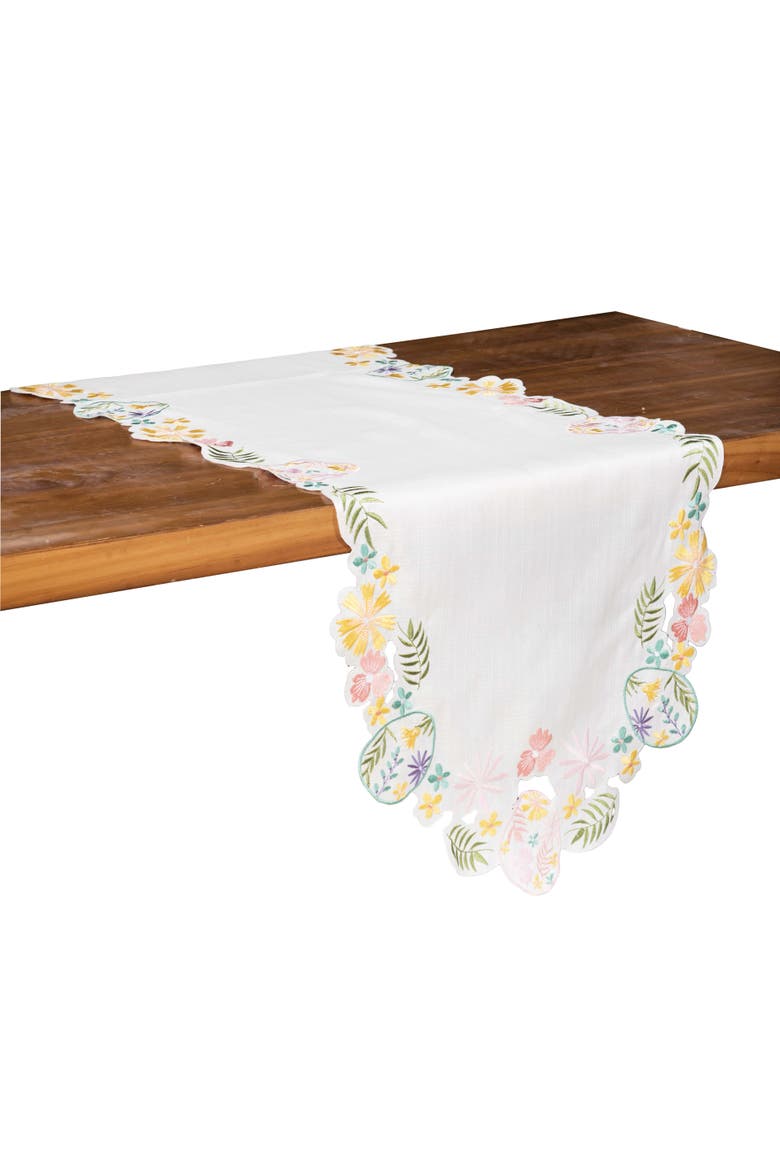 Elegant Easter Egg Cutwork Machine Washable Novelty Shaped Table Runner 17.5" x 68", Alternate, color, White