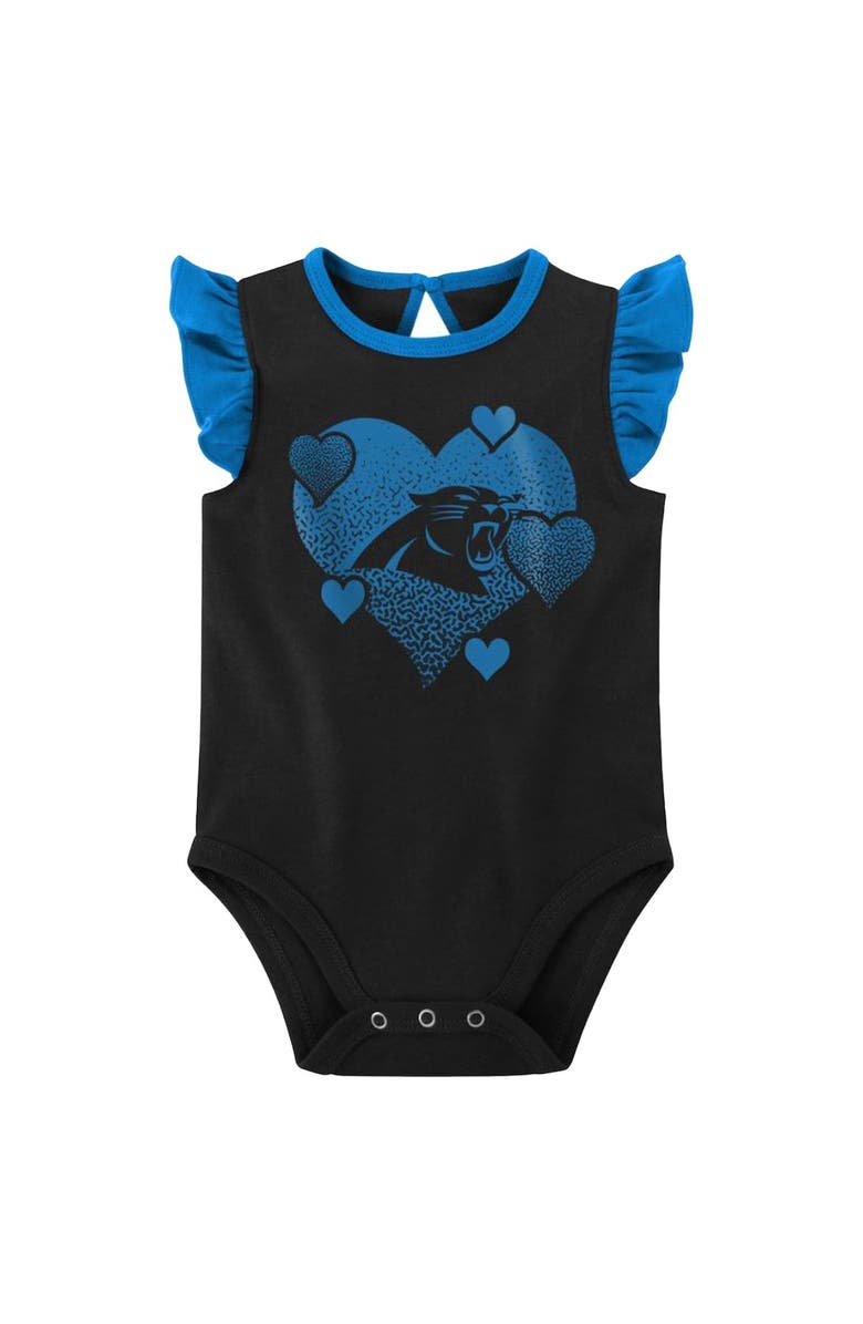 Outerstuff Girls Newborn & Infant Black/Blue Carolina Panthers Spread the Love 2-Pack Bodysuit Set, Alternate, color, Black