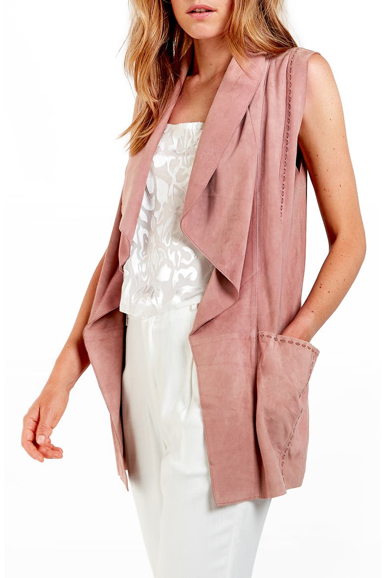 Moonlight Drape Suede Vest, Alternate, color, MOODY BLUSH