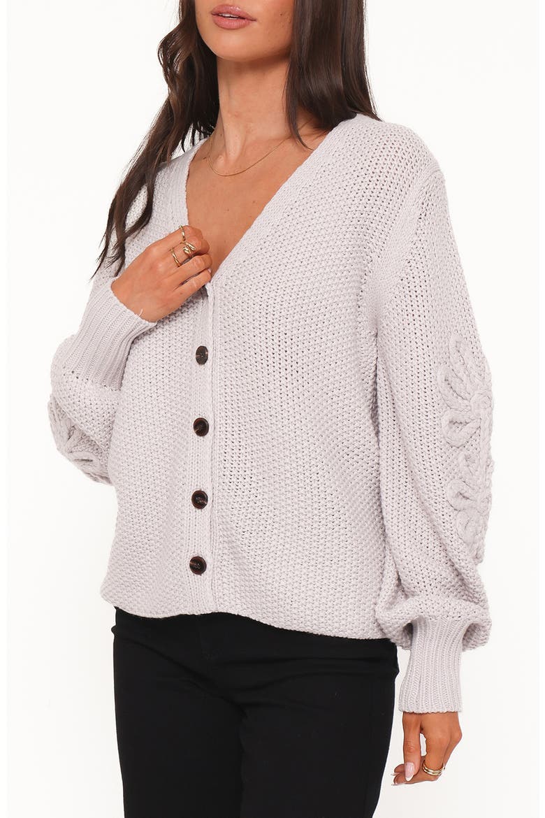 Arcadia Floral Cardigan, Alternate, color, LIGHT GREY