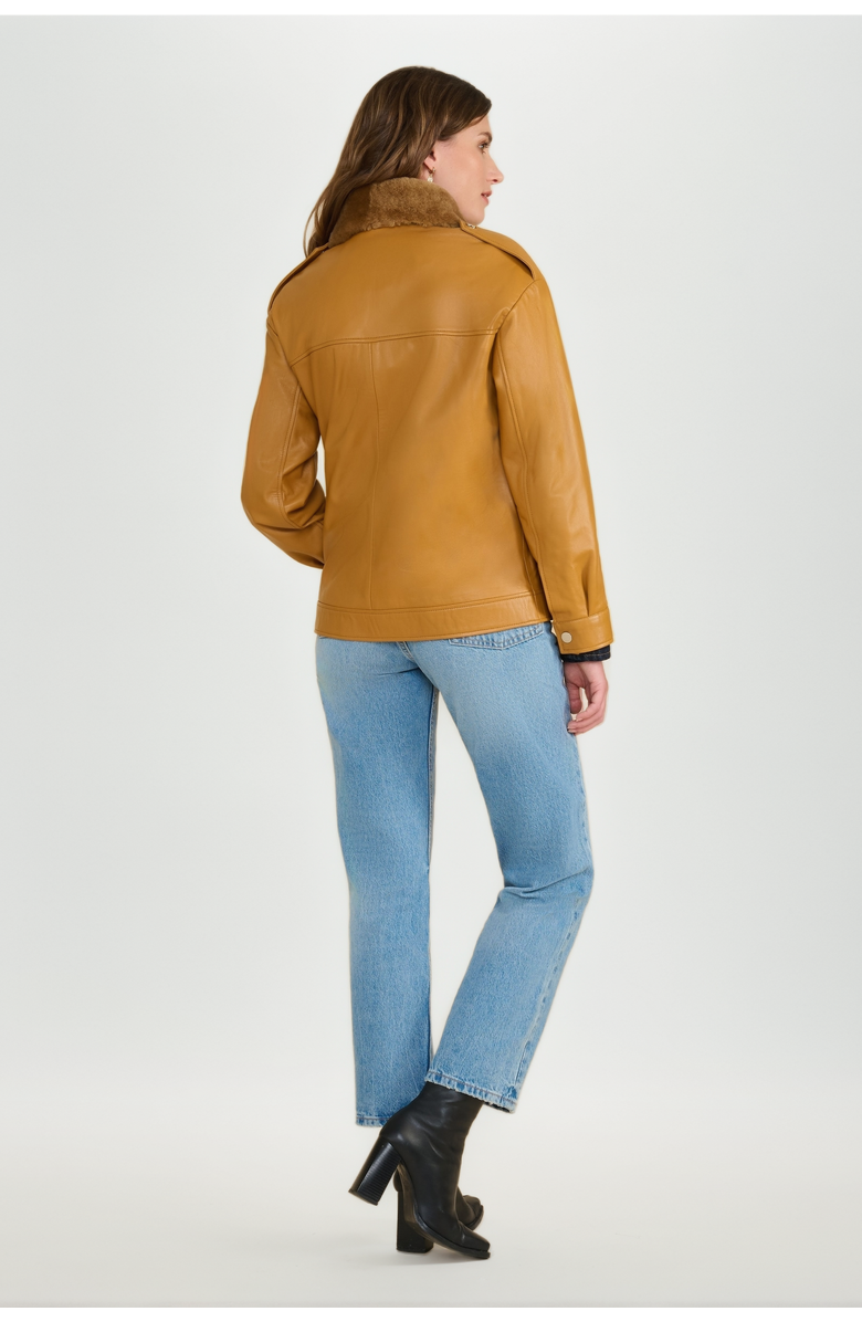 FURNIQ UK LLC Alma Leather Jacket, Alternate, color, Caramel
