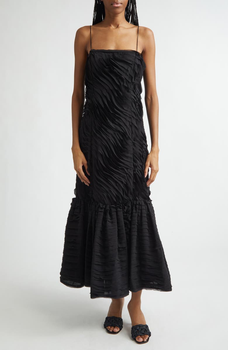 Ulla Johnson Augustina Botanical Midi Dress, Main, color, Noir