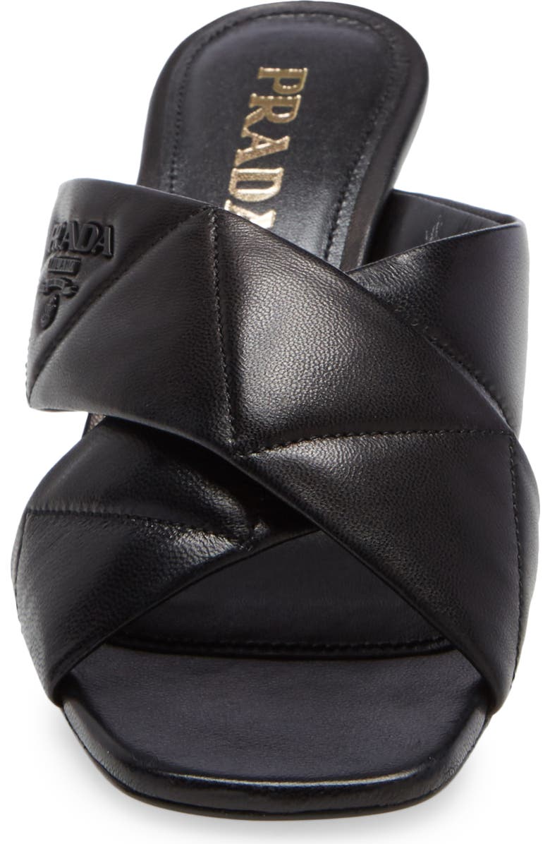 Prada Logo Matelassé Slide Sandal, Alternate, color,