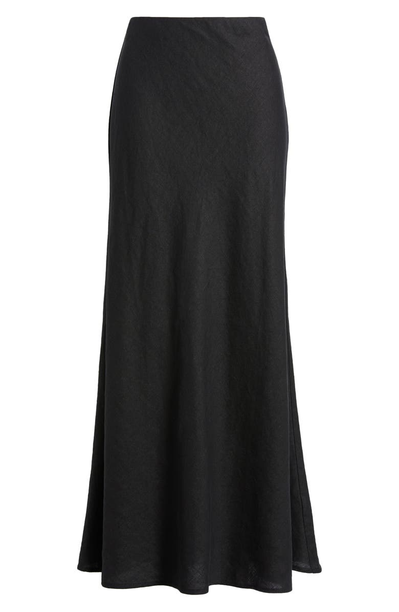 Madewell Linen Maxi Slip Skirt, Alternate, color, Jet Black
