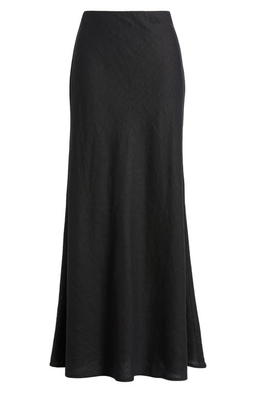 Madewell Linen Maxi Slip Skirt In Jet Black