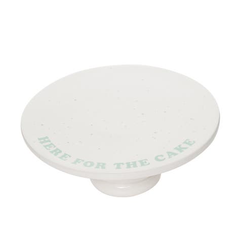 For The Cake Ribbed Cer Pedestal Ceramic White