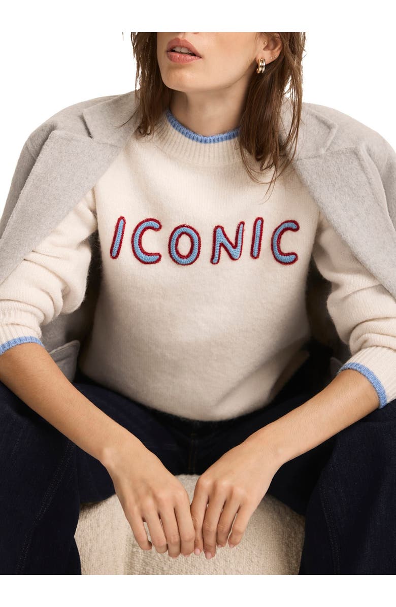 MINT VELVET Iconic Embroidered Knit  Sweater, Alternate, color, Cream