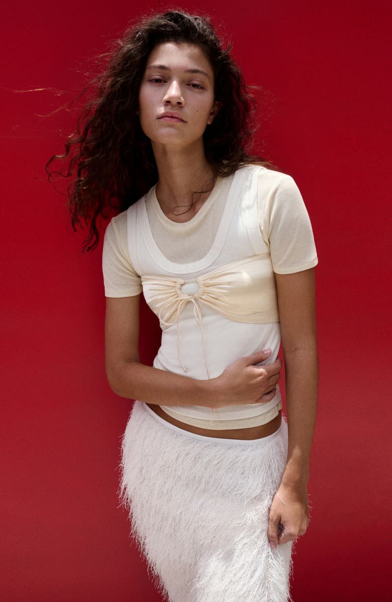 MANGO Satin Crop Bandeau Top, Alternate, color,