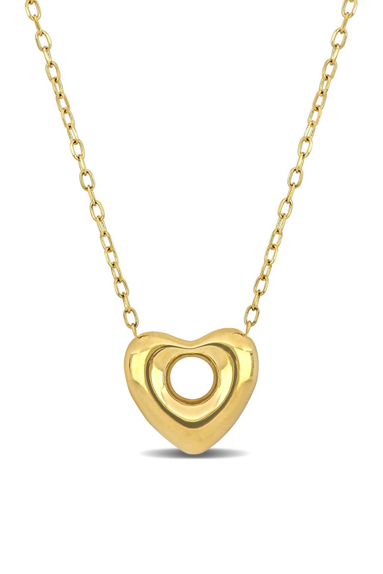 10K Yellow Gold Puffy Open Heart Pendant Necklace, Main, color, GOLD