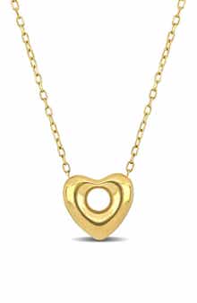 10K Yellow Gold Puffy Open Heart Pendant Necklace