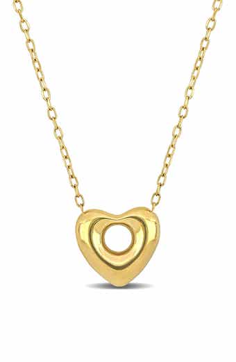 10K Yellow Gold Puffy Open Heart Pendant Necklace