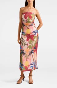 Ever New Alex Strapless Ruched Mesh Maxi Dress