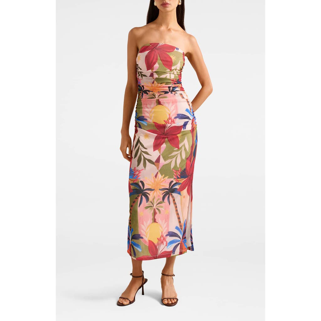 Ever New Alex Strapless Ruched Mesh Maxi Dress