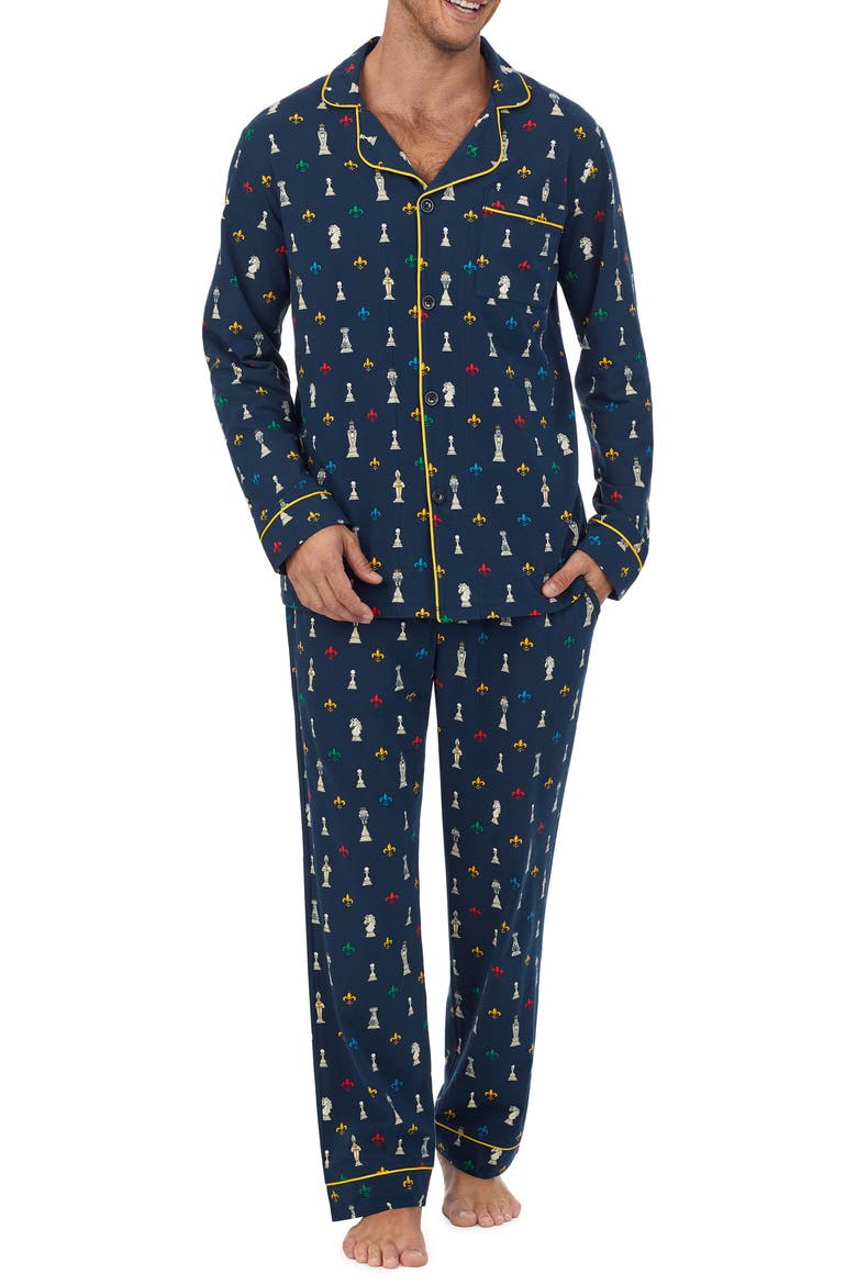 Chess Print Stretch Organic Cotton Pajamas, Main, color, CHECKMATE