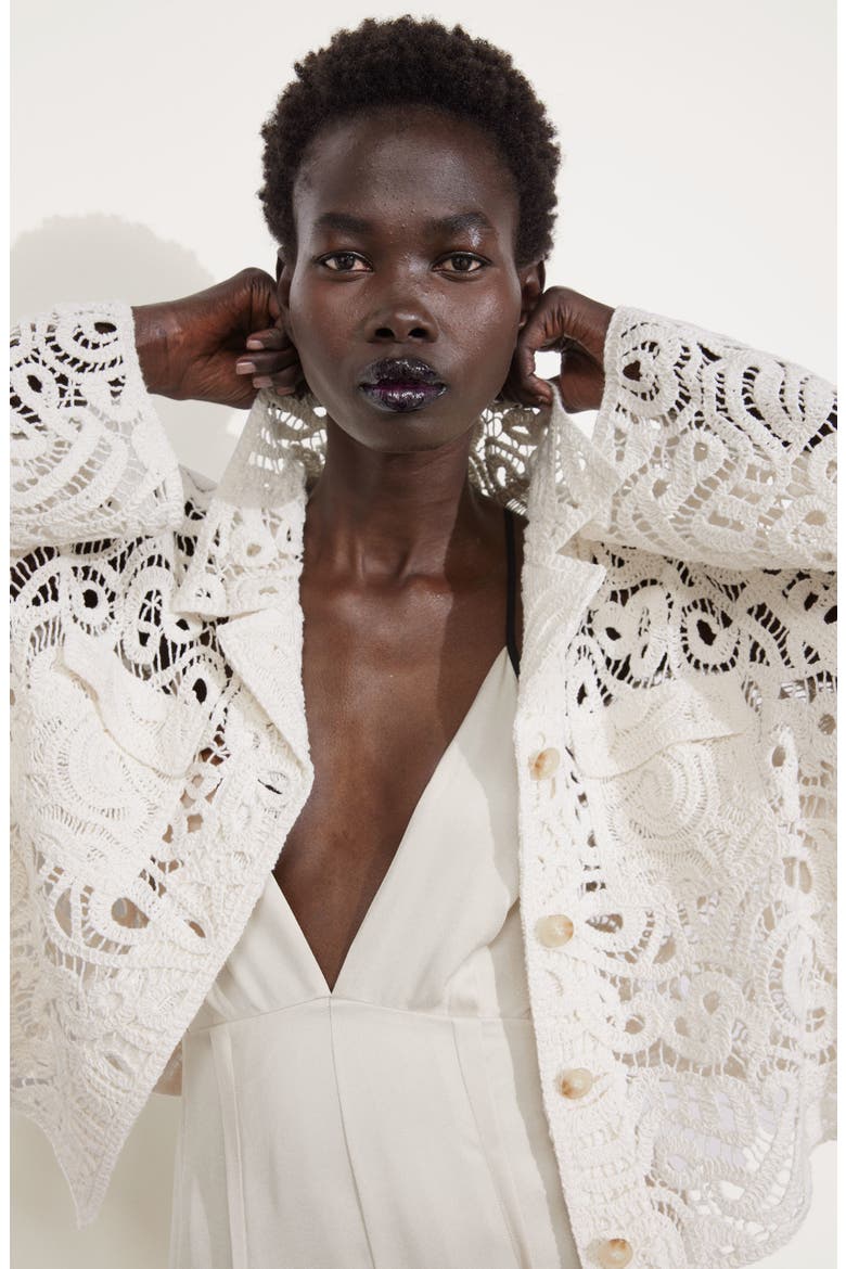 Lourdess Cotton Lace Jacket, Alternate, color, WHITE DUSTY LIGHT
