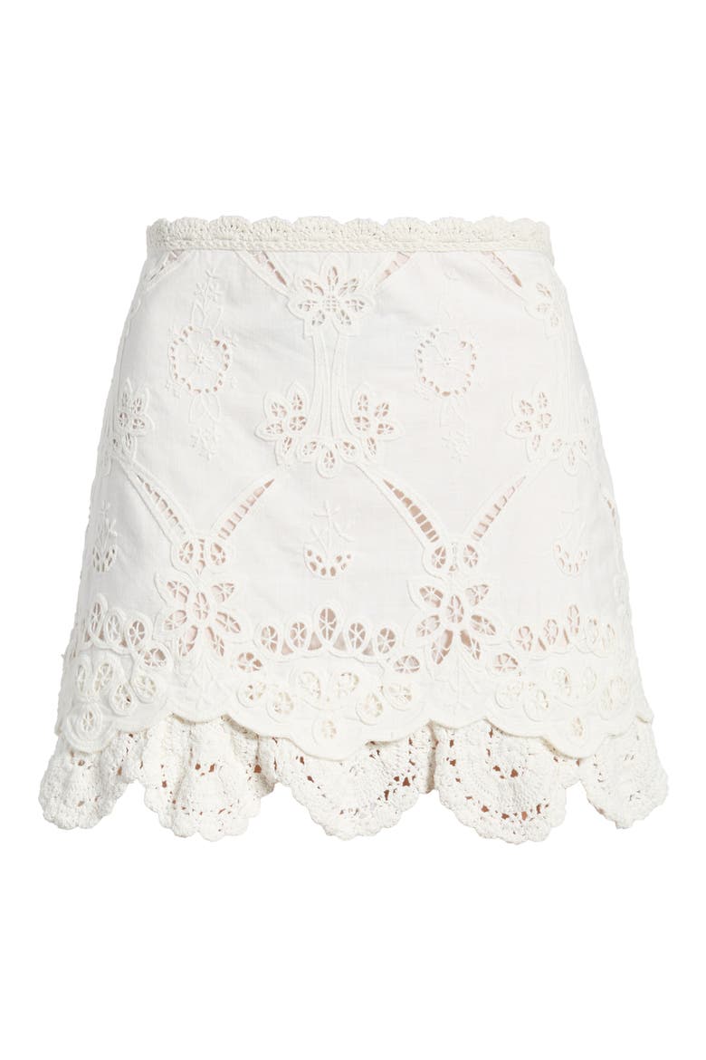 Liriel Eyelet Miniskirt, Alternate, color, OPTIC WHITE