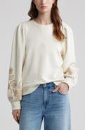 Treasure & Bond Embroidered Sleeve Cotton Sweatshirt