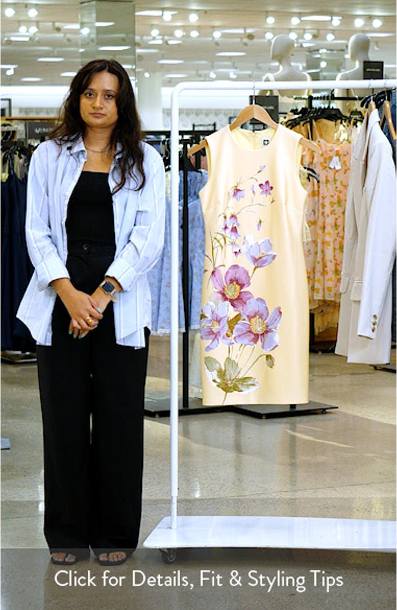Floral Print Sleeveless Scuba Sheath Dress, sales video thumbnail