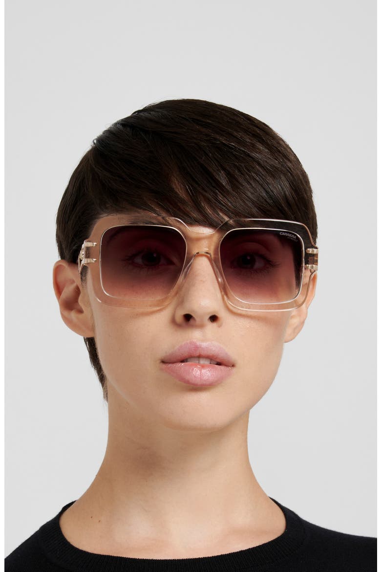 3104/S 55mm Gradient Square Sunglasses, Alternate, color, BEIGE/ BURGUNDY