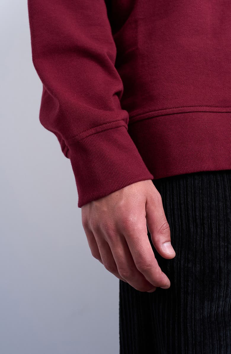 Topman Lightweight Oversize Cotton Sweatshirt, Alternate, color, Burgundy