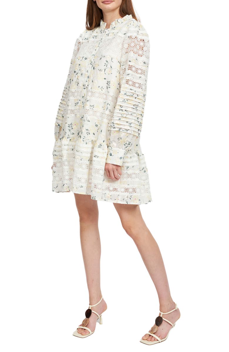 En Saison Lou Lou Floral Lace Long Sleeve Minidress, Main, color,