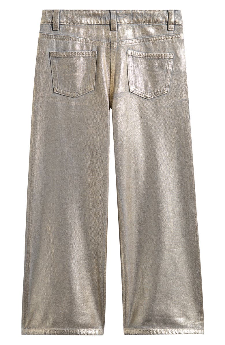 NEXT Kids' Metallic Wide Leg Jeans, Alternate, color, Gold
